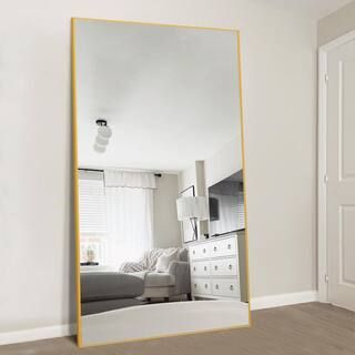 Seafuloy 32 in. W x 71 in. H Oversized Gold Metal Modern Classic Full-Length Floor Standing Mirro... | The Home Depot