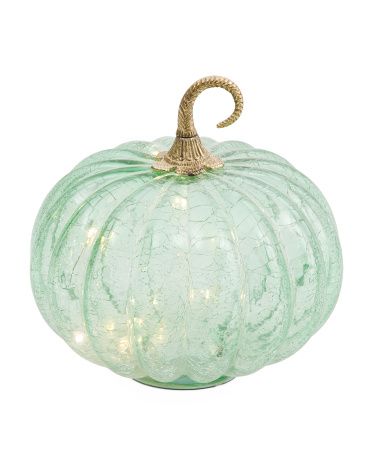 Led Crackled Glass Pumpkin | TJ Maxx