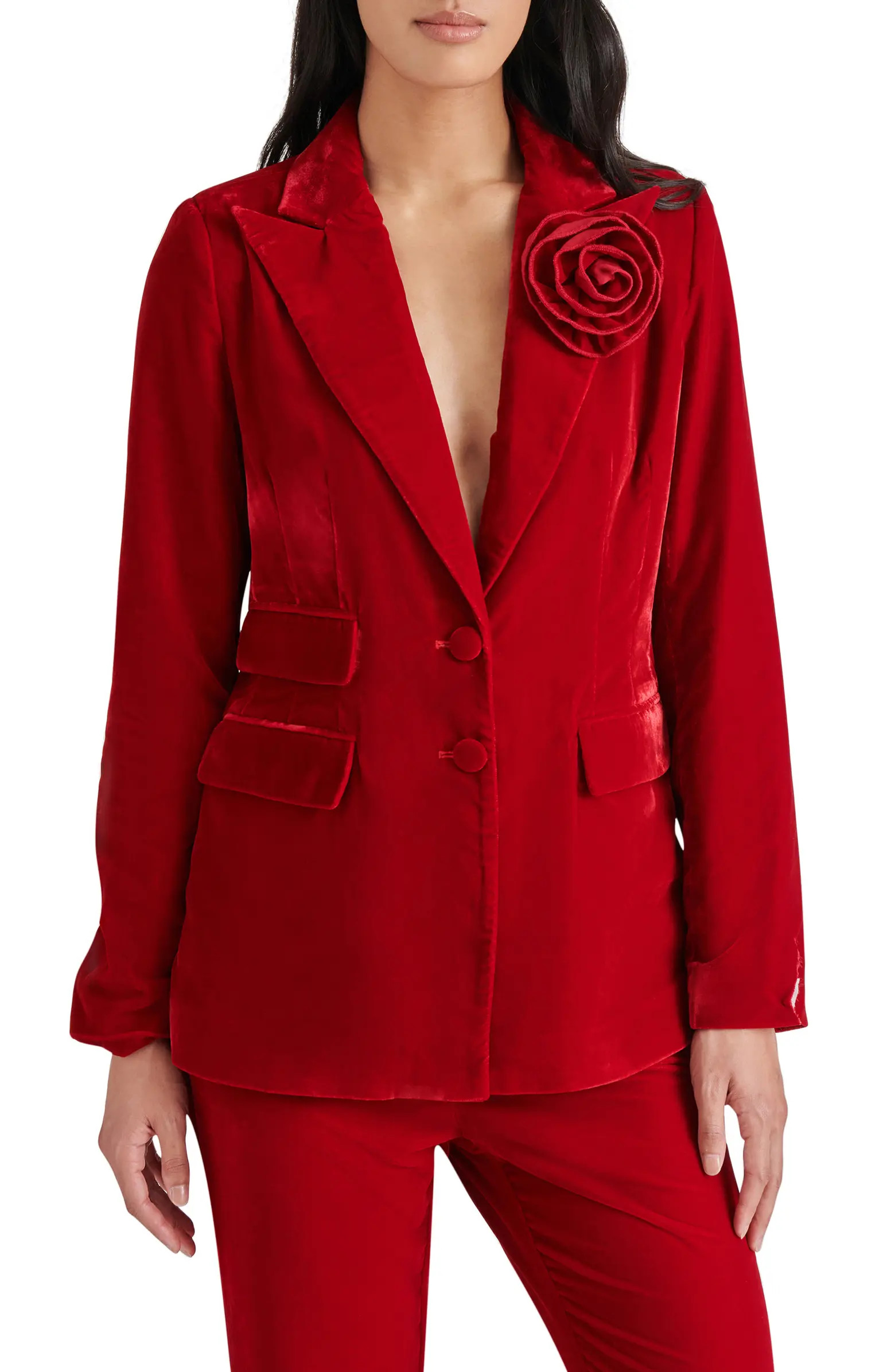 Merene Rosette Detail Velvet Blazer | Nordstrom