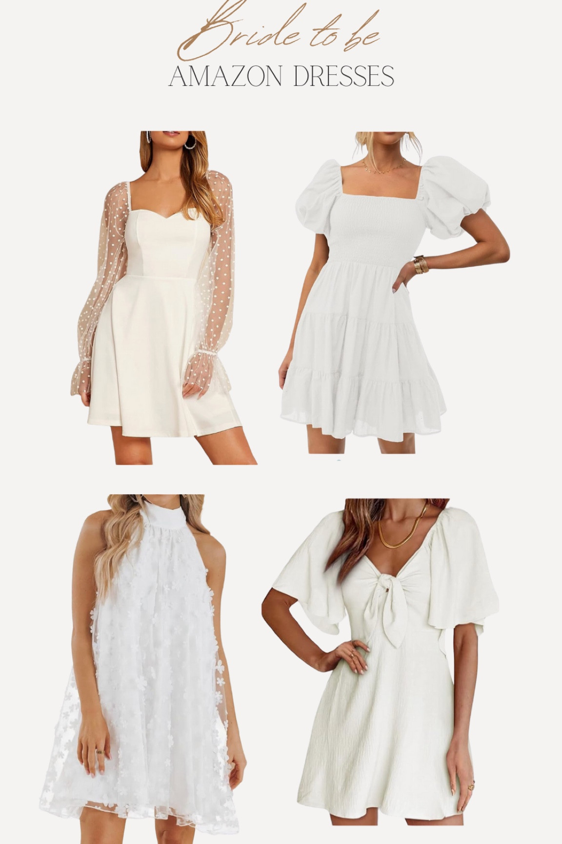 Amazon dresses spring summer bridal shower dresses bride to be Mrs bachelorette dress white dresses 

#LTKwedding #LTKSeasonal #LTKstyletip