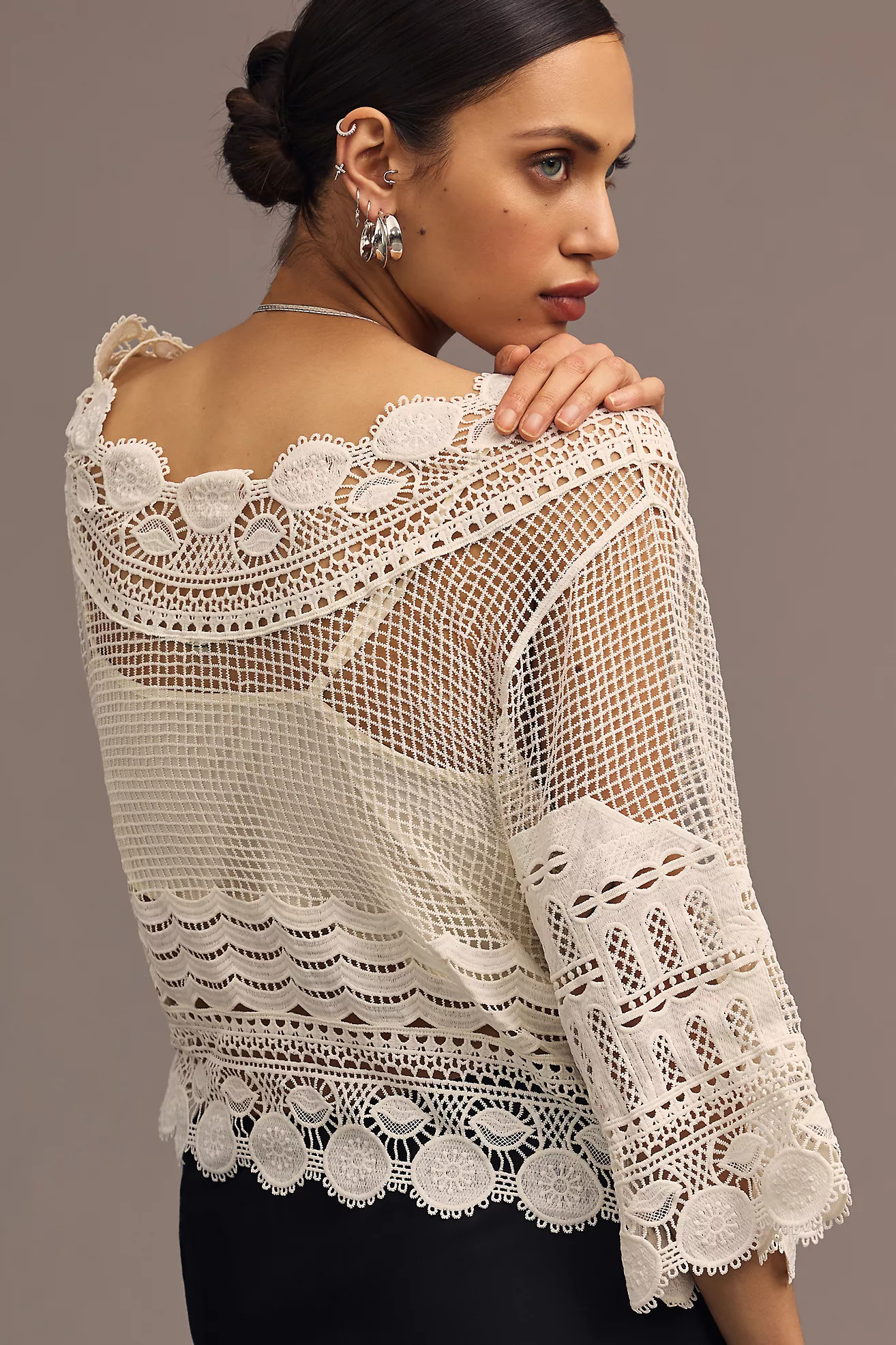 Farm Rio Morada Boa Guipure Blouse | Anthropologie (US)