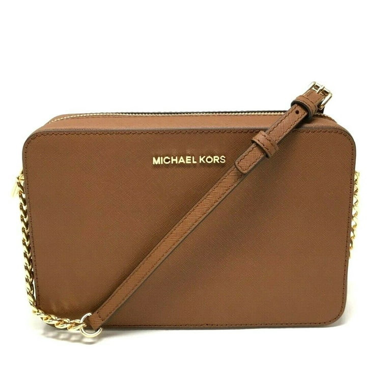 Michael Kors Women's Zipper Closure Saffiano Leather Crossbody Bag, Brown | Walmart (US)