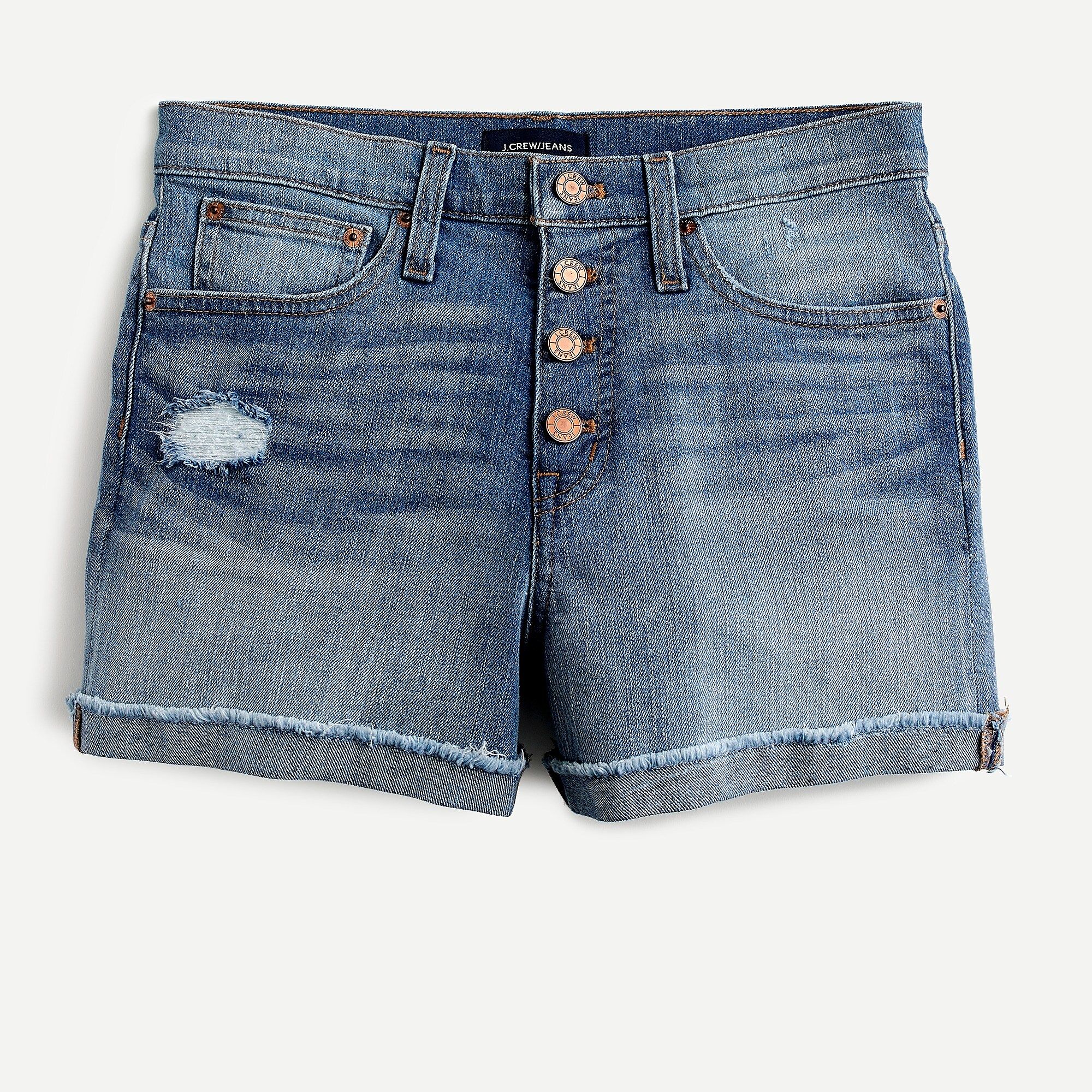 High-rise denim short with exposed button fly | J.Crew Canada