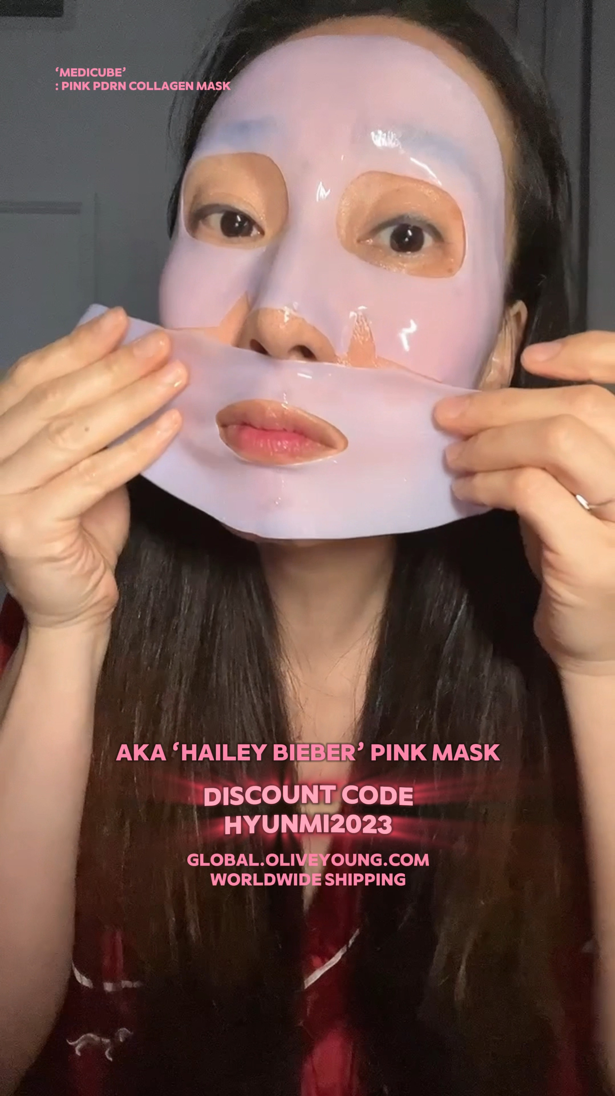 Tried Viral ‘Pink PDRN Collagen Mask’🤩
@medicube_global_official *PR
———
Discount code : HYUNMI2023
@oliveyoung_global 

Worldwide Shipping ✈️
———
Loving this big renewed skin so much✨
Definitely add on to my weekly skincare routine 
So pretty and so working👍🏻
Ah! So much liquid as well,
I could look after almost whole body✌️

*gifted , I want more🔥
#medicube #pdrn #kbeauty #koreanskincare #glassskin #skincare #collagenmask 
#haileymask 

#oliveyoung #oliveyoungglobal 
#oliveyoungaffiliate #oliveyounginfluencer 
#올리브영추천템 #올리브영해외배송

#shopltk #ltkover40 #ltkbeauty #ltkunder50 

#LTKOver40 #LTKFindsUnder50 #LTKBeauty