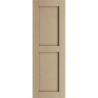 15 in. x 38 in. Timberthane Polyurethane 2-Equal Panel Flat Panel Smooth Faux Wood Shutters Pair | The Home Depot