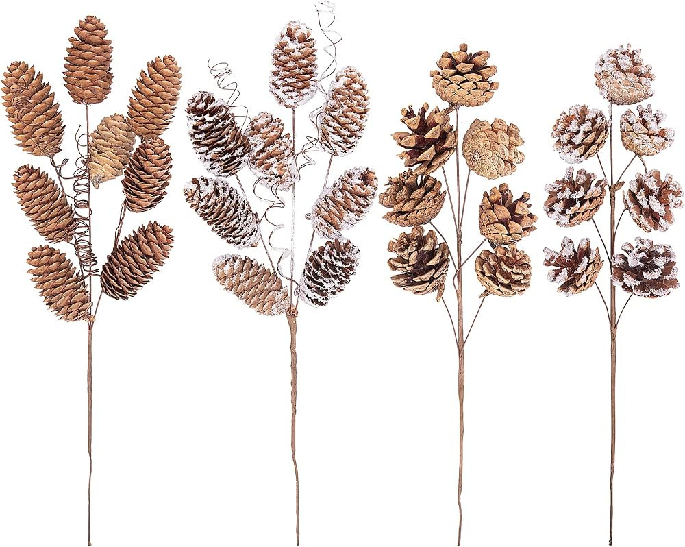Amazon.com: Deloky 4 PCS Large Natural Pinecone Branches Ornaments-14 Inch Spray Pinecones Picks ... | Amazon (US)