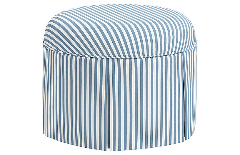 Liza Skirted Ottoman, Navy | One Kings Lane