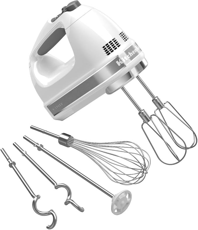 KitchenAid 9-Speed Digital Hand Mixer with Turbo Beater II Accessories and Pro Whisk - White | Amazon (US)