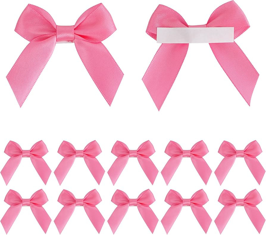 AIMUDI Hot Pink Satin Ribbon Bows 2" Self Adhesive Satin Bows for Gift Wrapping Premade Ribbon Bo... | Amazon (US)