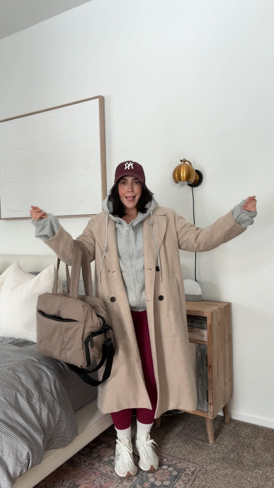 Winter travel outfit, airport outfit, casual winter style, athletic outfit, mom winter style, travel style, active wear midsize. 
Spanx code: NINAXSPANX 
Size L in all! 

#LTKFitness #LTKTravel #LTKActive