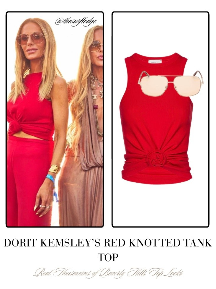 Dorit Kemsley’s Red Knotted Tank Top is by Magda Butrym // Shop Similar  📸= @thesurflodge 