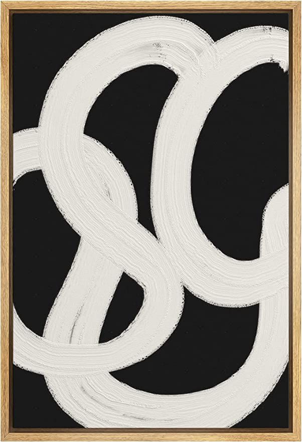 SIGNWIN Framed Canvas Print Wall Art Black Gray Swirling Line Paint Strokes Abstract Shapes Illus... | Amazon (US)