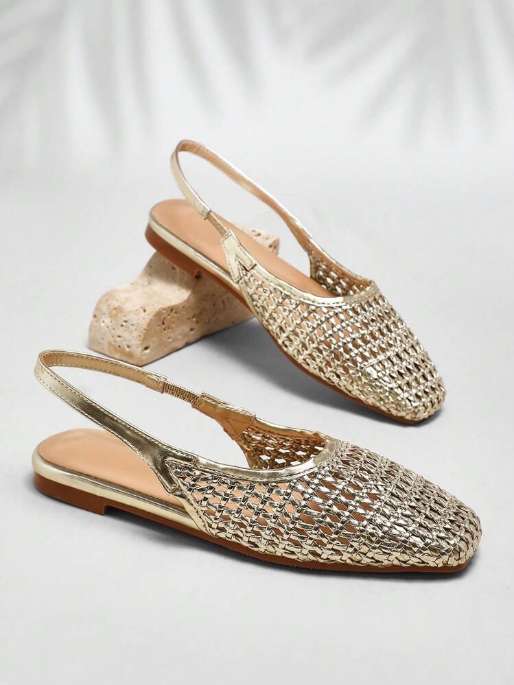 SHUZIA Ladies Crochet Slingback Flats For Summer For Christmas Valentine's Day | SHEIN