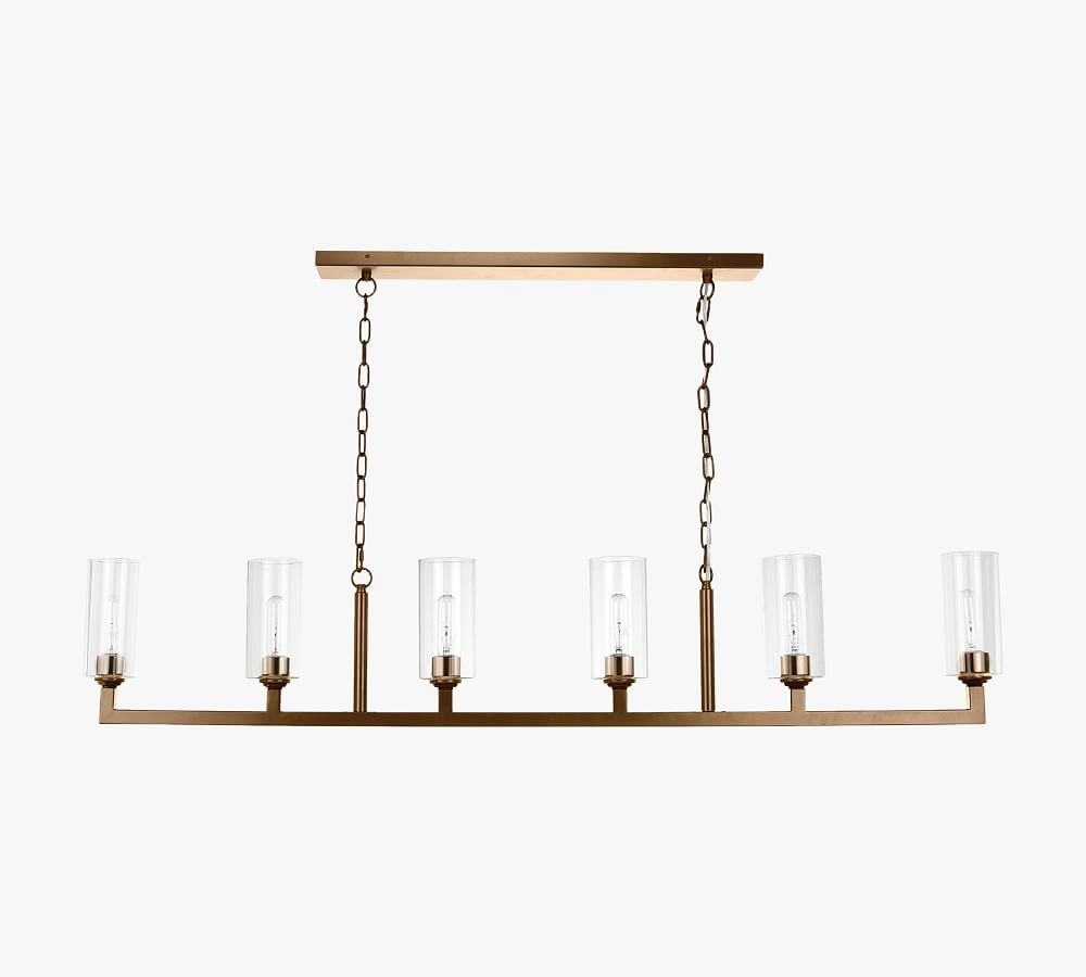 Kasson 6-Light Glass Linear Chandelier | Pottery Barn (US)
