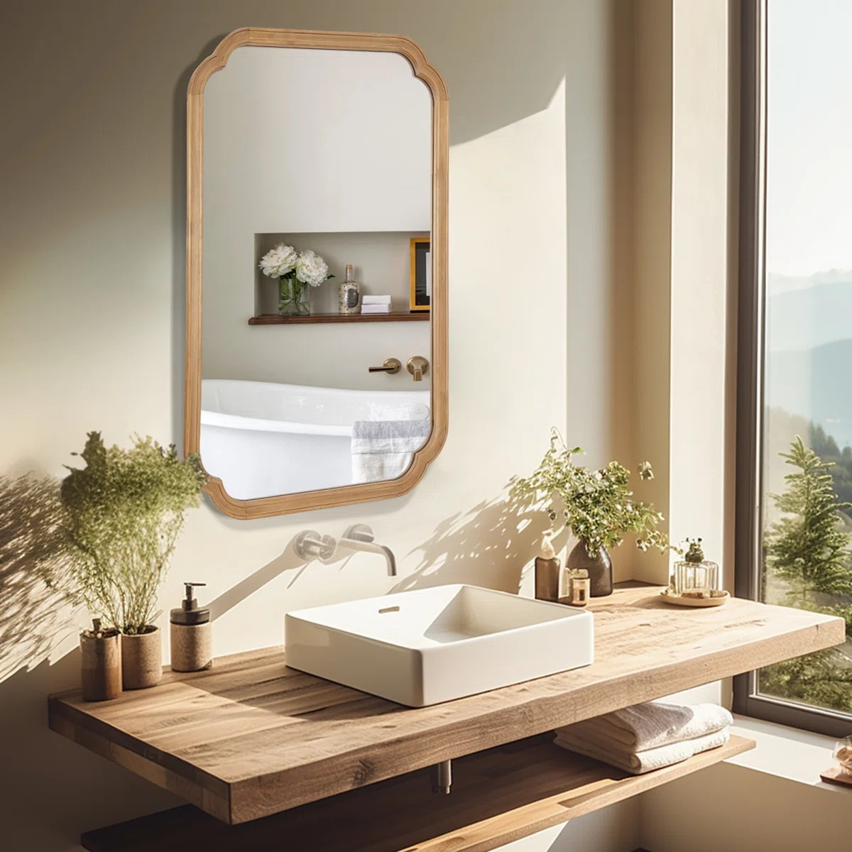 Ali Wood Accent Wall Mirror for Bathroom, Farmhouse Mirror Decorative Mirror | Wayfair North America