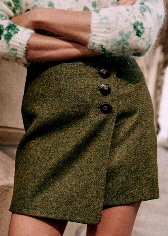 Peter Skirt - Mottled Khaki - Virgin wool - Sézane | Sezane Paris