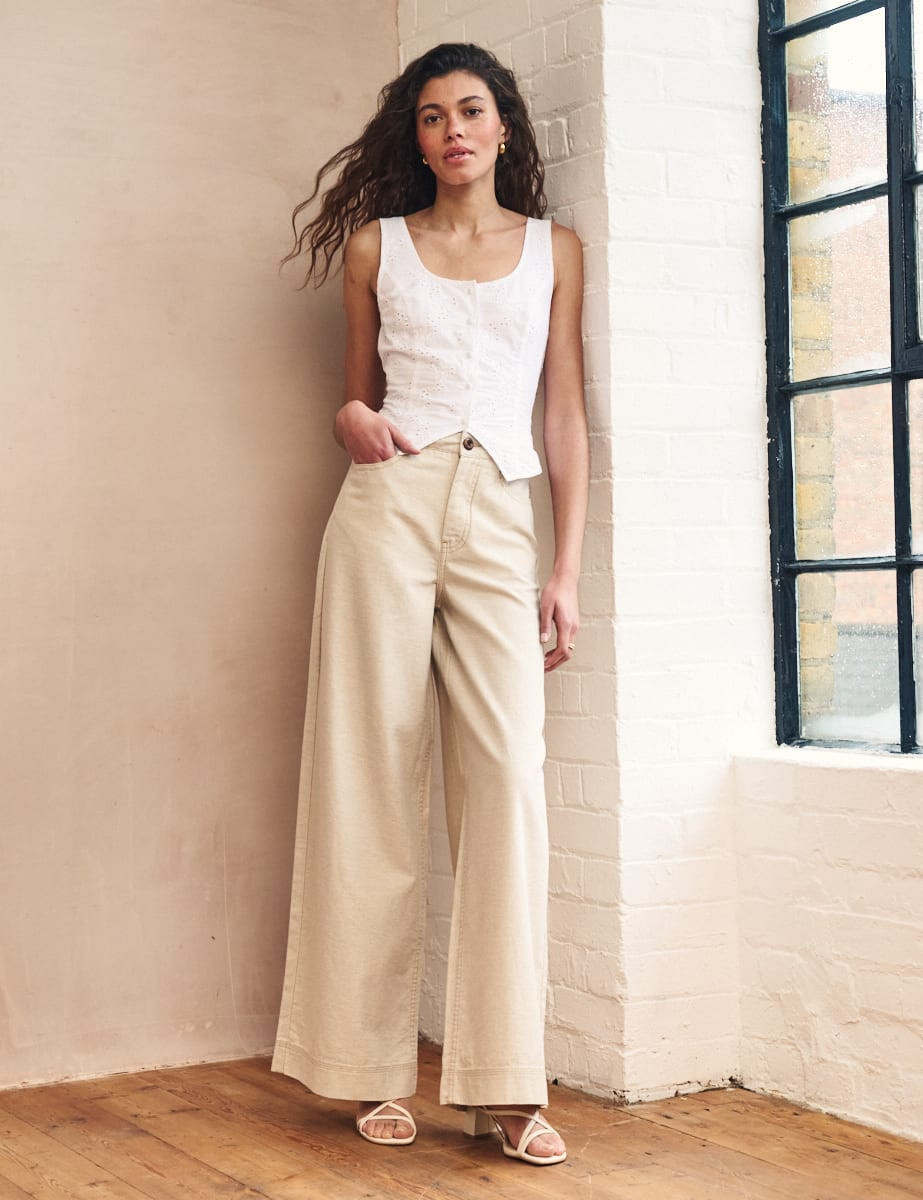 Beige Super Wide Leg Jeans | Nobody's Child