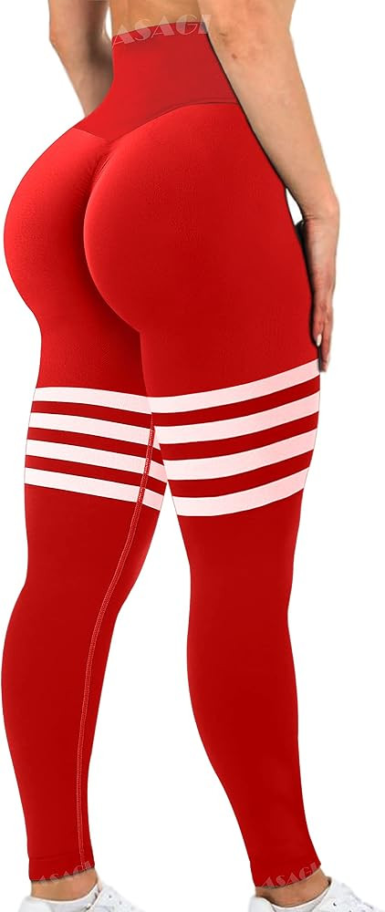 ASAGI Scrunch Butt Lifting Workout Leggings for Women High Waist Yoga Pants Amplify Gym Seamless ... | Amazon (US)