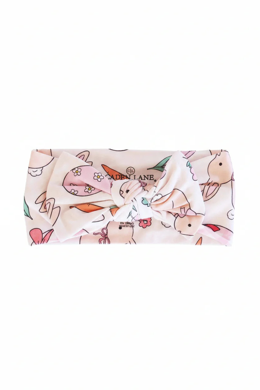Hoppy Spring Knit Large Bow Headwrap | Pink | Caden Lane