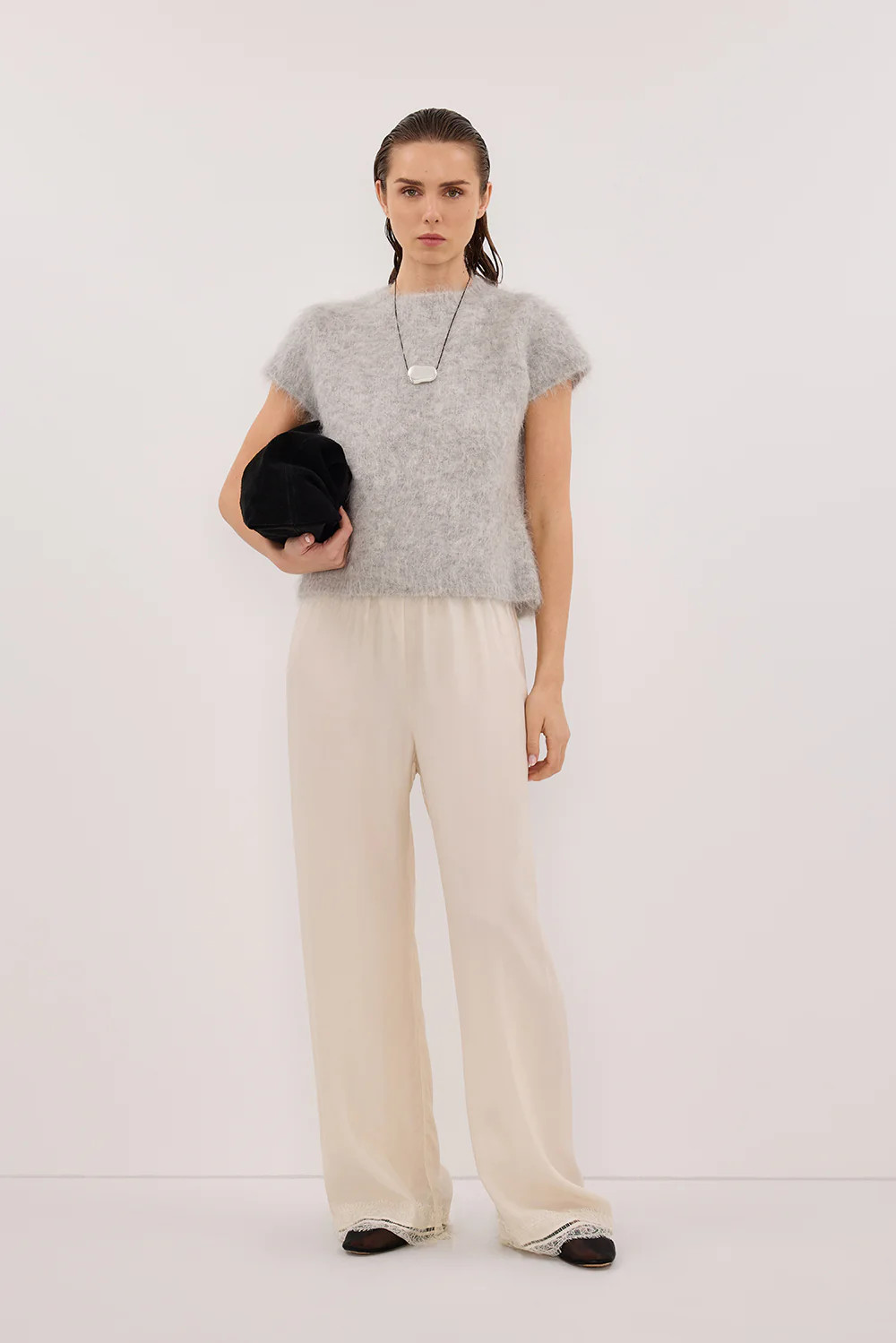 SALMA SILVER CAP SLEEVE KNIT TOP | DISSH
