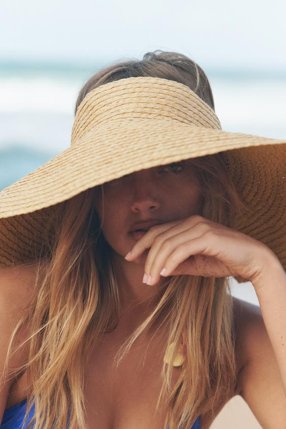 WIDE BRIM WOVEN VISOR | Zara US