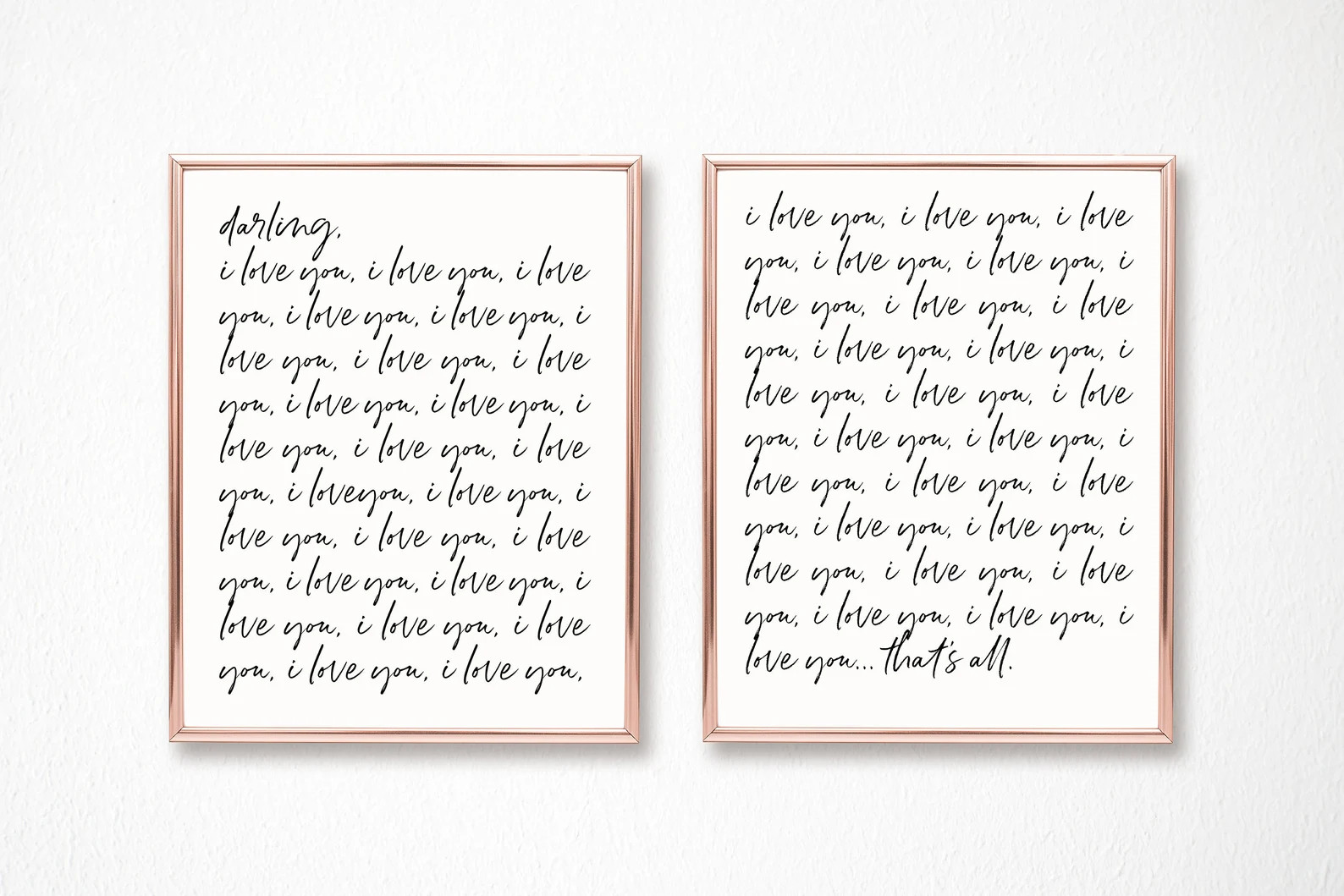 Darling I Love You Printable, Set Of 2 Wall Art, Minimalist Instant Download Printable Wall Art | Etsy (US)