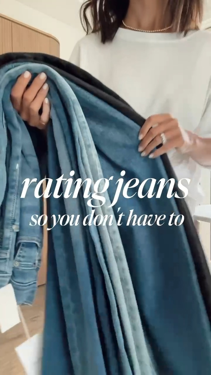 Rating jeans so you don’t have too… for reference I’m just shy of 5-7” wearing and my true size is 25 1st pair: 7.10/10 (AGOLDE) I sized down one I found these to run big 2nd pair: 10/10 (PISTOLA) sized down one, love them!! 3rd pair: 11/10 ( RAG &BONE) sized done one to a 24. Love!! 4th pair: disqualified 5th pair: 7/10: (Anine Bing MANON) sized done one 6th pair: 9.5/10 (DL1961) if you are in between I recommend sizing down, so stretchy and comfortable 7th pair: 7/10 (BP) I sized down one love the looks sm the price! 8th pair: 8/10 : (Veronica Beard) soft and lightweight
StylinByAylin, Aylin 

#LTKootd #LTKgrwm #LTKStyleTip