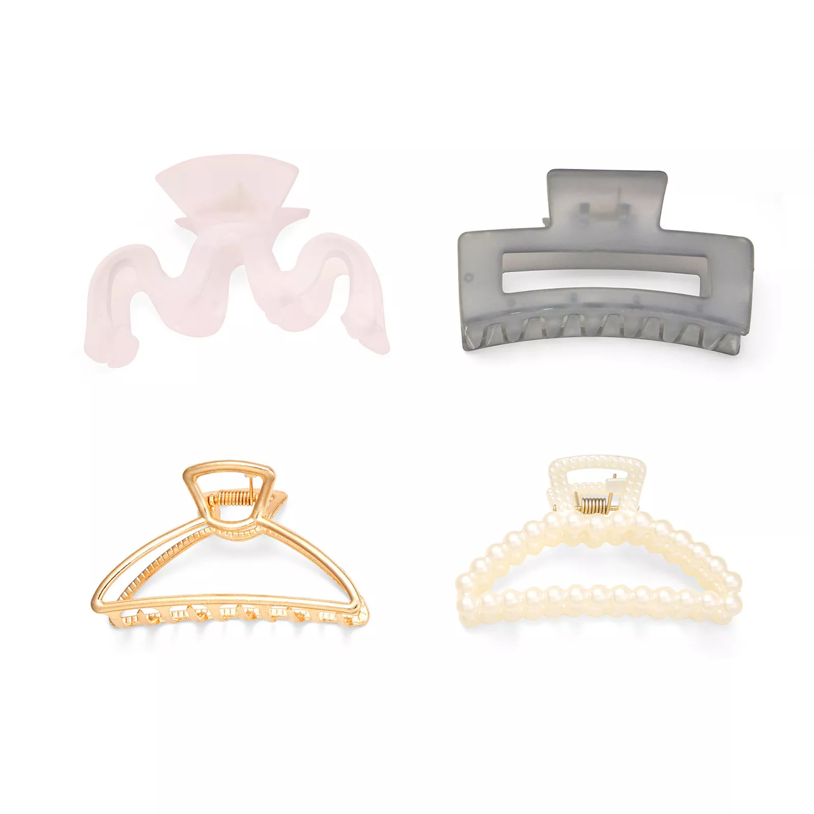 4-piece Mixed Shape Claw Clip Hair Set, Multi | Kohl's