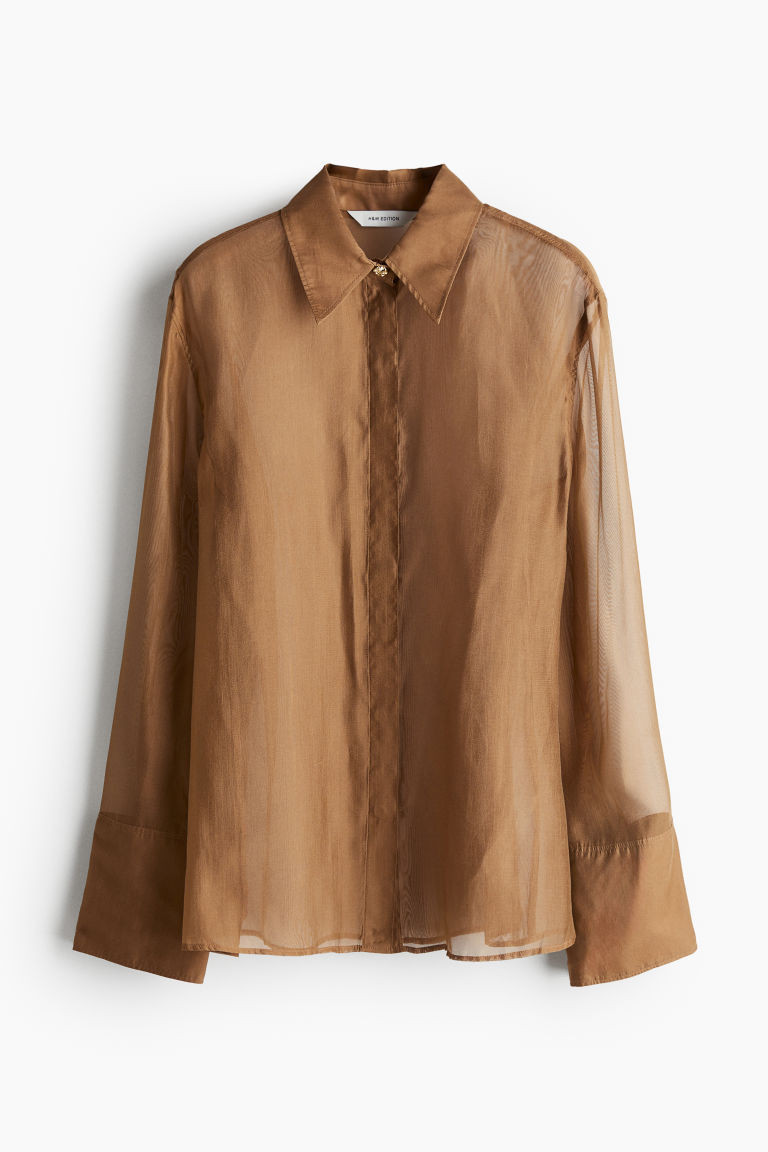 H & M - Sheer shirt - Yellow | H&M (UK, MY, IN, SG, PH, TW, HK)