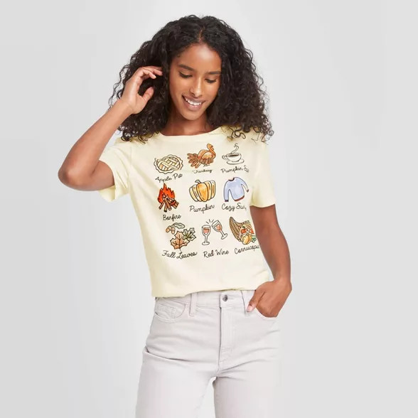 Women's Thanksgiving Short Sleeve Graphic T-Shirt - Ivory | Target