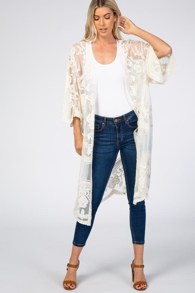 Cream Mesh Lace Cover Up | PinkBlush Maternity
