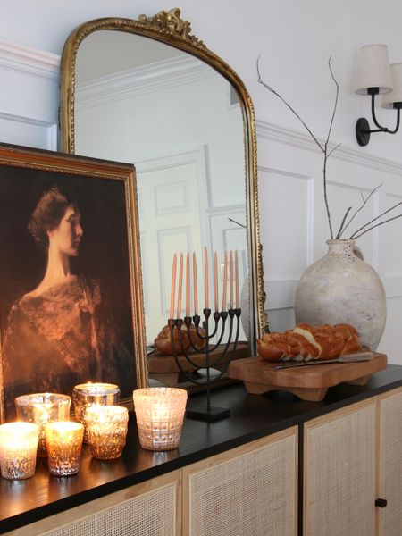 Hanukkah decor, menorah, mercury glass votive candle holder, ceramic vase, dining room decor, Anthro mirror

#LTKSeasonal #LTKHoliday #LTKhome