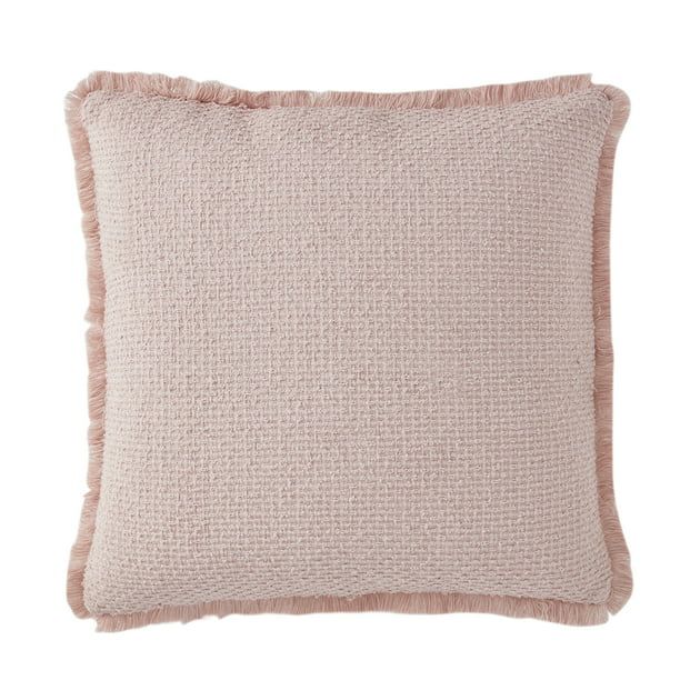 My Texas House Sabine Woven Fringe Square Decorative Pillow Cover, 20" x 20", Rose Smoke | Walmart (US)