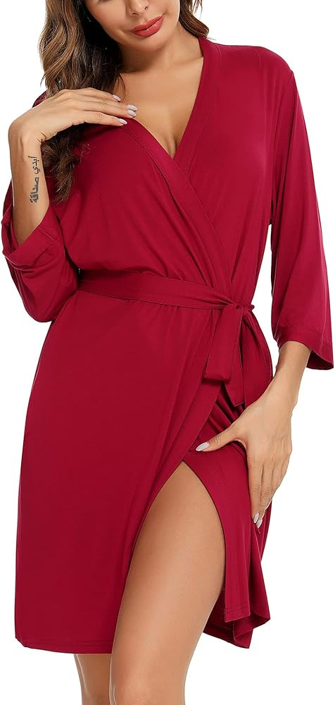 Leikar Short Robes For Women Soft Bathrobe Lightweight Bamboo Kimono Robes Ladies Loungewear | Amazon (US)