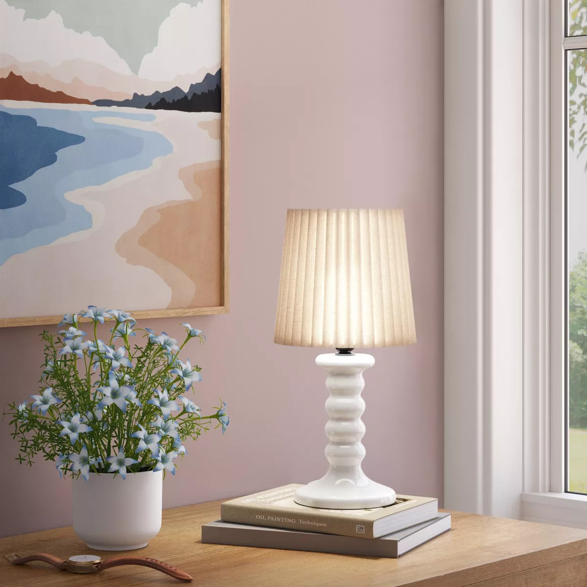 Mini Stick Table Lamp with Pleated Shade - Room Essentials™ | Target