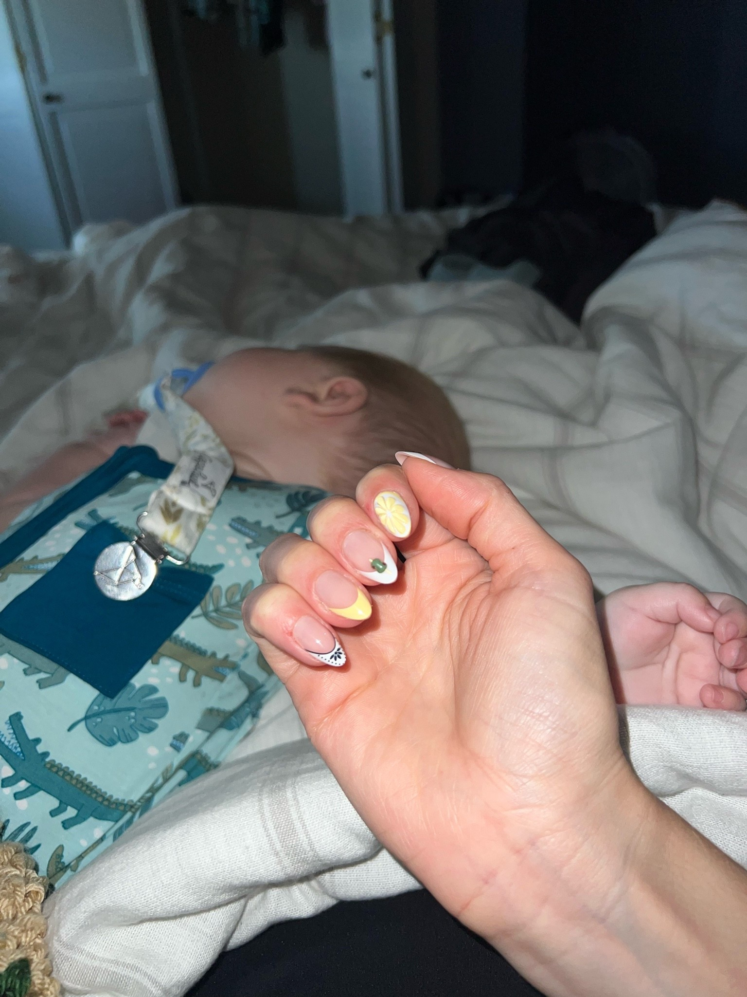 Nap trapped and admiring my latest set 💛🍋

These are the Glamnetic Aperitivo Hour press-ons and they might be my favorite summer nails yet. The lemon details, olive accents, and soft yellow tips are such a fun twist on a neutral manicure. They’re short enough for mom life, easy to apply, and still look put together while I’m spending most of my day holding a baby.

Perfect if you want something seasonal without going over the top. 🍋✨

#LTKBeauty #LTKStyle #SummerNails #PressOnNails #MomStyle #Glamnetic #NailInspo #AffordableBeauty

#LTKmomlife #LTKselfcare #LTKBeauty