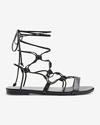 Tie-Up Gladiator Flat Sandals | Express