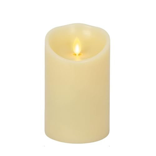 Luminara Scalloped Edge Flameless LED Candle, Ivory, 3" x 5", Battery Operated, Moving Flame, Real Wax Pillar with Timer, Vanilla Honey Scented | Amazon (US)
