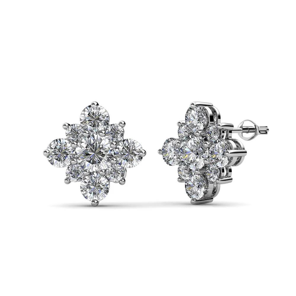 Cate & Chloe Macie "Lovely" 18k White Gold Stud Earrings with Swarovski Crystal Cluster - Walmart... | Walmart (US)
