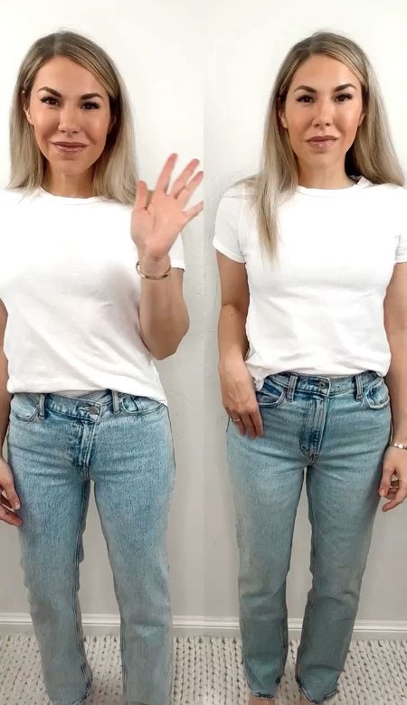 Abercrombie jeans 
Wearing 25/S in both, fit TTS

Personally I prefer the pair on the left (the pair on the right have 2 more inches through the hip/thigh)


#LTKstyletip #LTKunder100 #LTKxAF