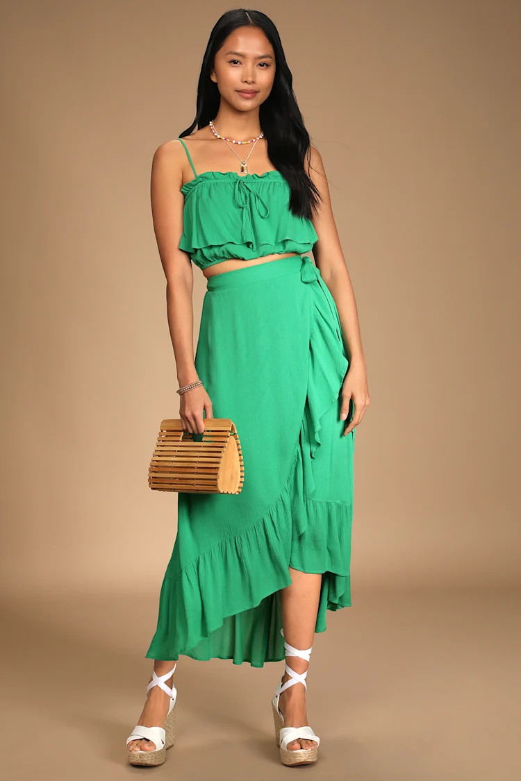 Coastline Beauty Green Two-Piece Midi Wrap Dress | Lulus (US)
