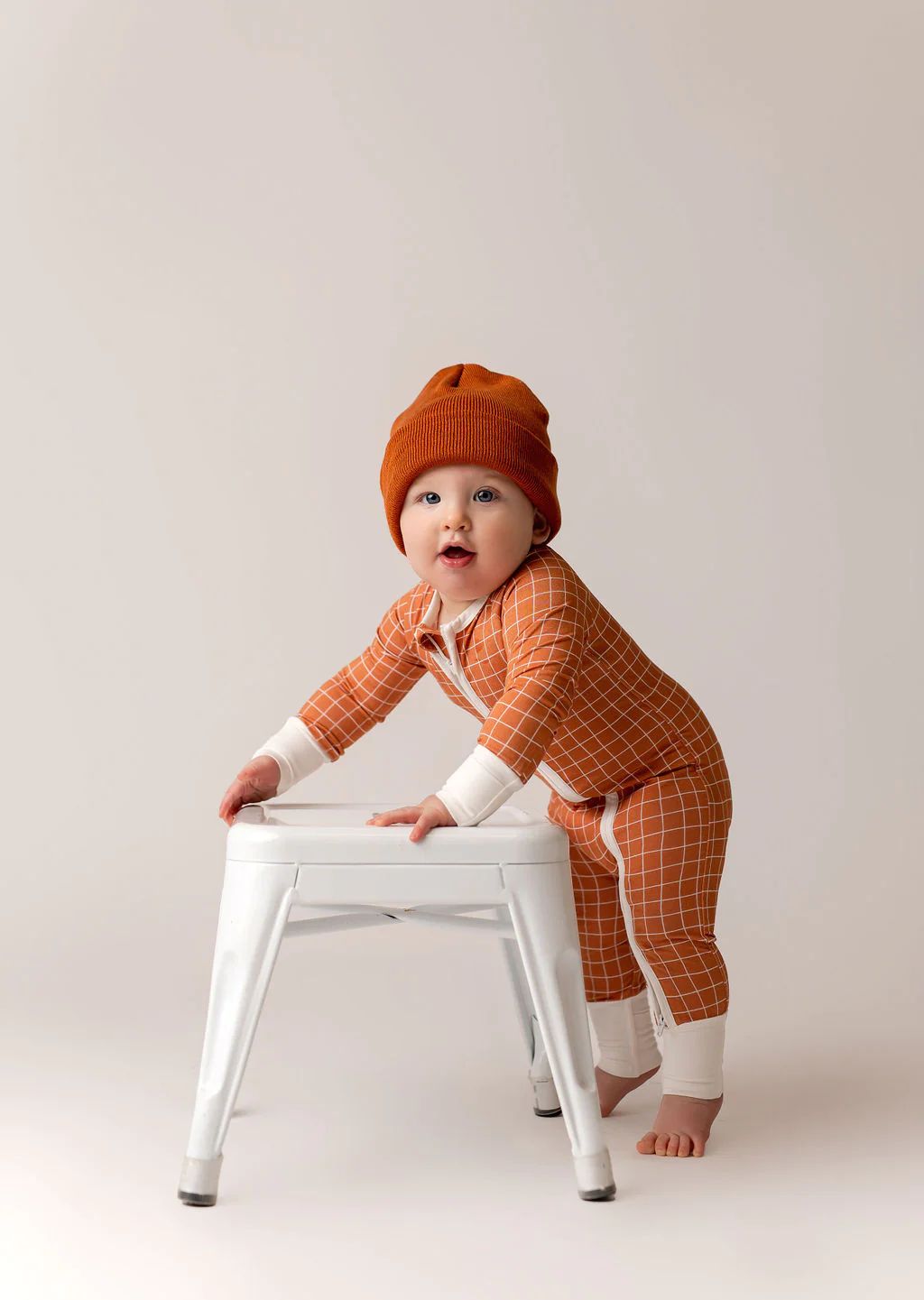 Rust Grid Zipper Romper - Jammers x Karrie Locher | In My Jammers