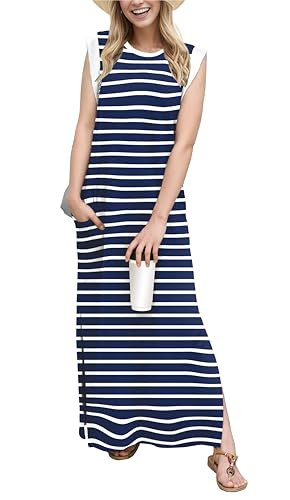 GRECERELLE 2026 Women Year-Round Casual Round Neck Loose Split Wrinkle-Free Long Maxi Vacation Dr... | Amazon (US)