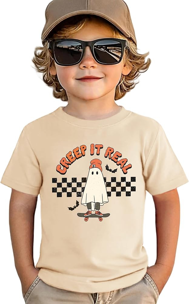 Toddler Baby Halloween Creep It Real T-Shirt Boys Girls Skateboard Graphic Shirts Funny Spooky Gh... | Amazon (US)