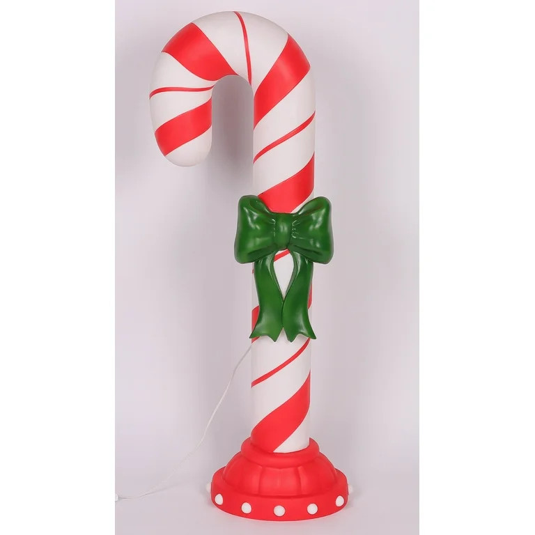 Lighted Plastic Blow Mold Candycane Christmas Decoration, 42 in, Multi-Color, by Holiday Time | Walmart (US)