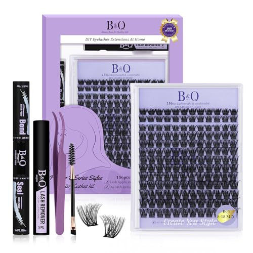 B&Qaugen Lash Extension Kit B05 Eyelash Extension Kit B&Q DIY Lash Extension Kit 156 PCS Lash Clusters 8-18mm Cluster Eyelash Extensions Kit with Lash Bond and Seal Lash Applicator Tool (Kit,B05) | Amazon (US)