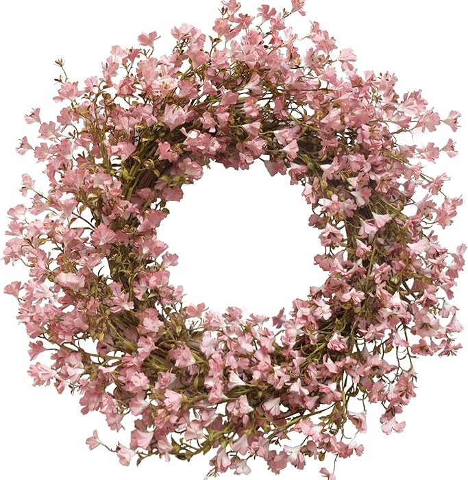 22 Inch Pink Forsythia Flower Front Door Wreath, Spring, Autumn, Valentine's Day Decor | Amazon (US)