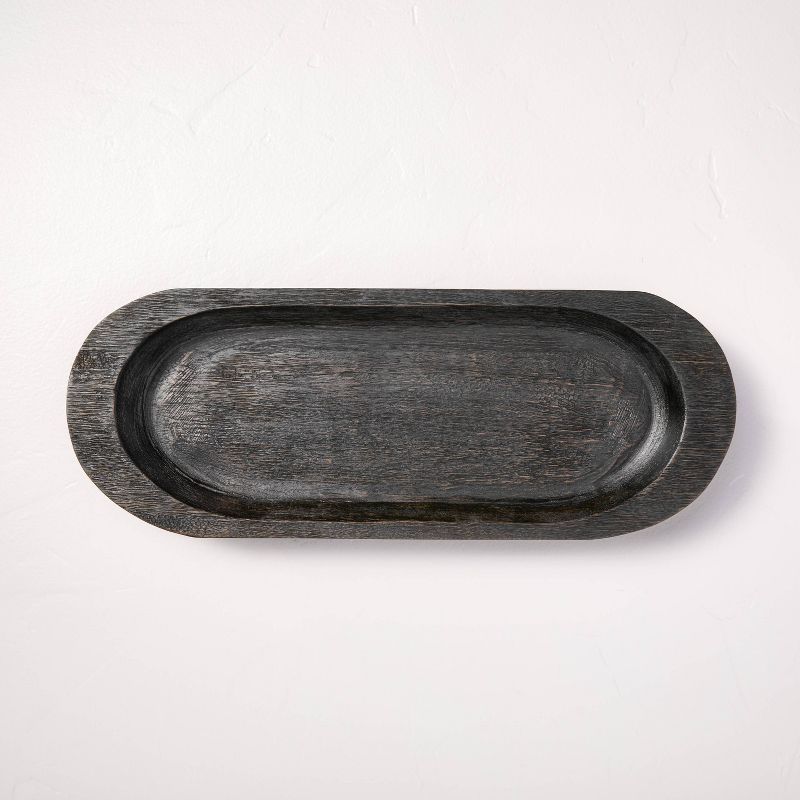 Oblong Distressed Wood Decor Bowl Black - Hearth &#38; Hand&#8482; with Magnolia | Target