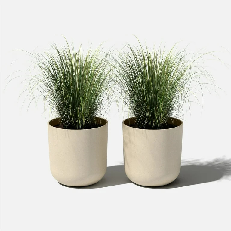 Veradek Mason Series Kona 15" Plastic-Stone Planter 2-Pack Sand | Walmart (US)