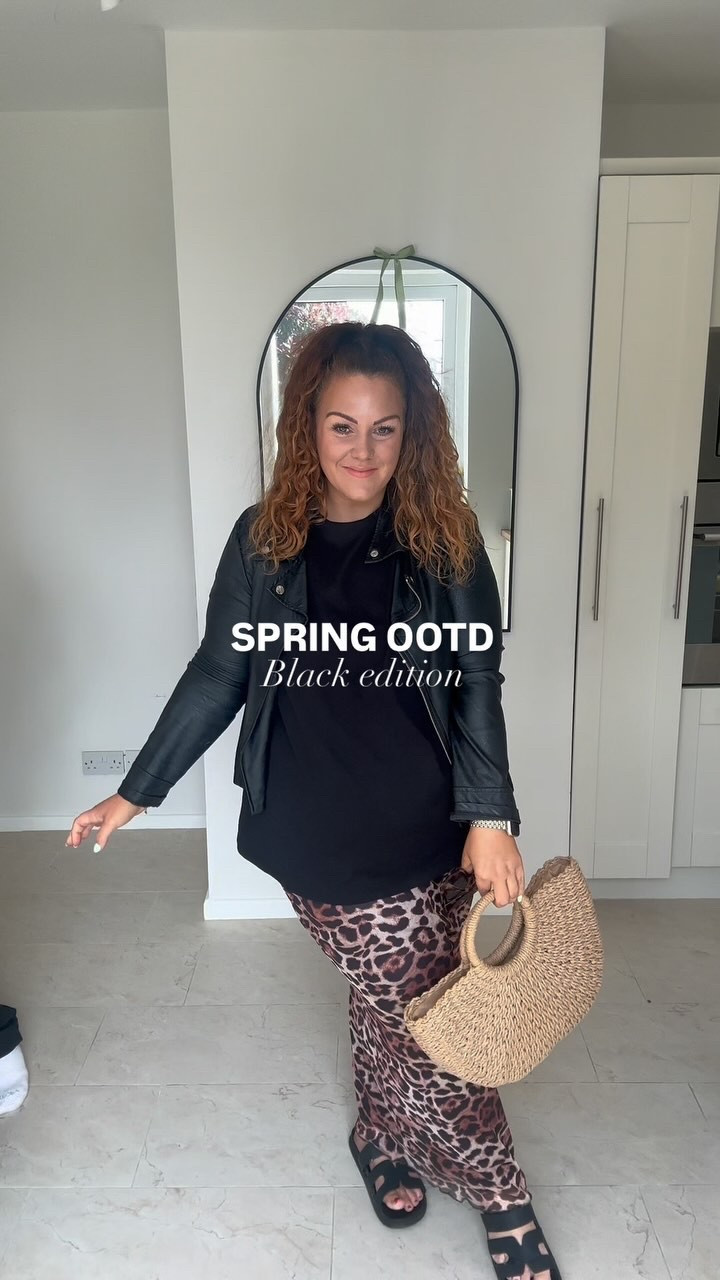 SPRING but also black 🖤💛
📌SAVE & FOLLOW FOR MORE! 

#midsizestyle #ootd #midsizefashion #momof4 #spring #springtime #springoutfitideas #leopardprint #transitionaloutfit #asos #boohoo #fashionszn